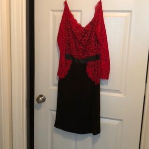 Beautiful red lace and black dress, never worn!!!
